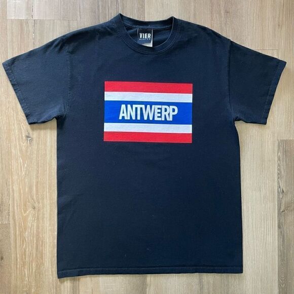 Vier Antwerp Men’s Medium Black Short Sleeve Streetwear Designer Shirt - Picture 1 of 5